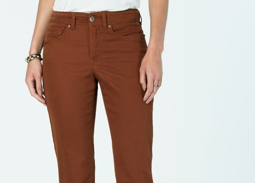 Style & Co Women's Tummy Control Straight Leg Fashion Jeans Brown Size 12