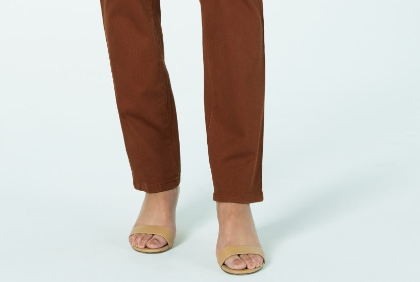 Style & Co Women's Tummy Control Straight Leg Fashion Jeans Brown Size 12