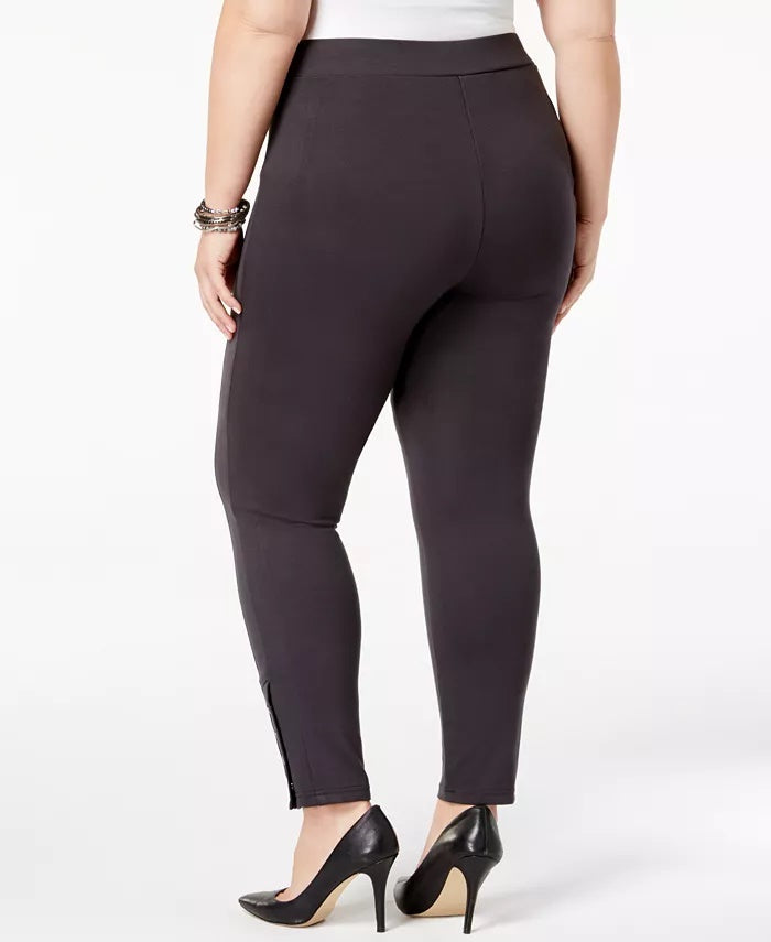 Style & Co Women's Plus Size Ponté Knit Snap-Bottom Leggings Dark Gray Size Petite Small