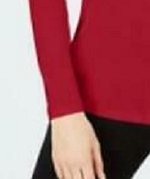 Charter Club Women's Cotton Mock-Neck Top Red Size Large