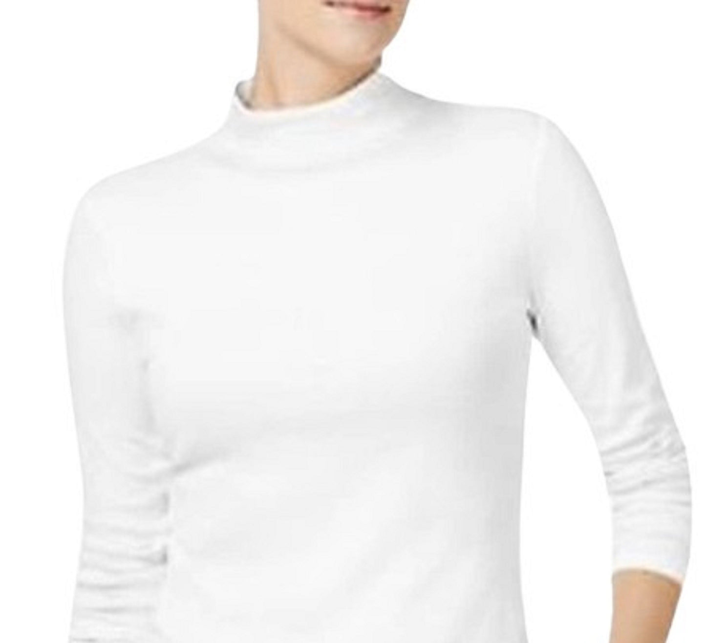 Charter Club Women's Cotton Mock-Neck Top White Size Medium