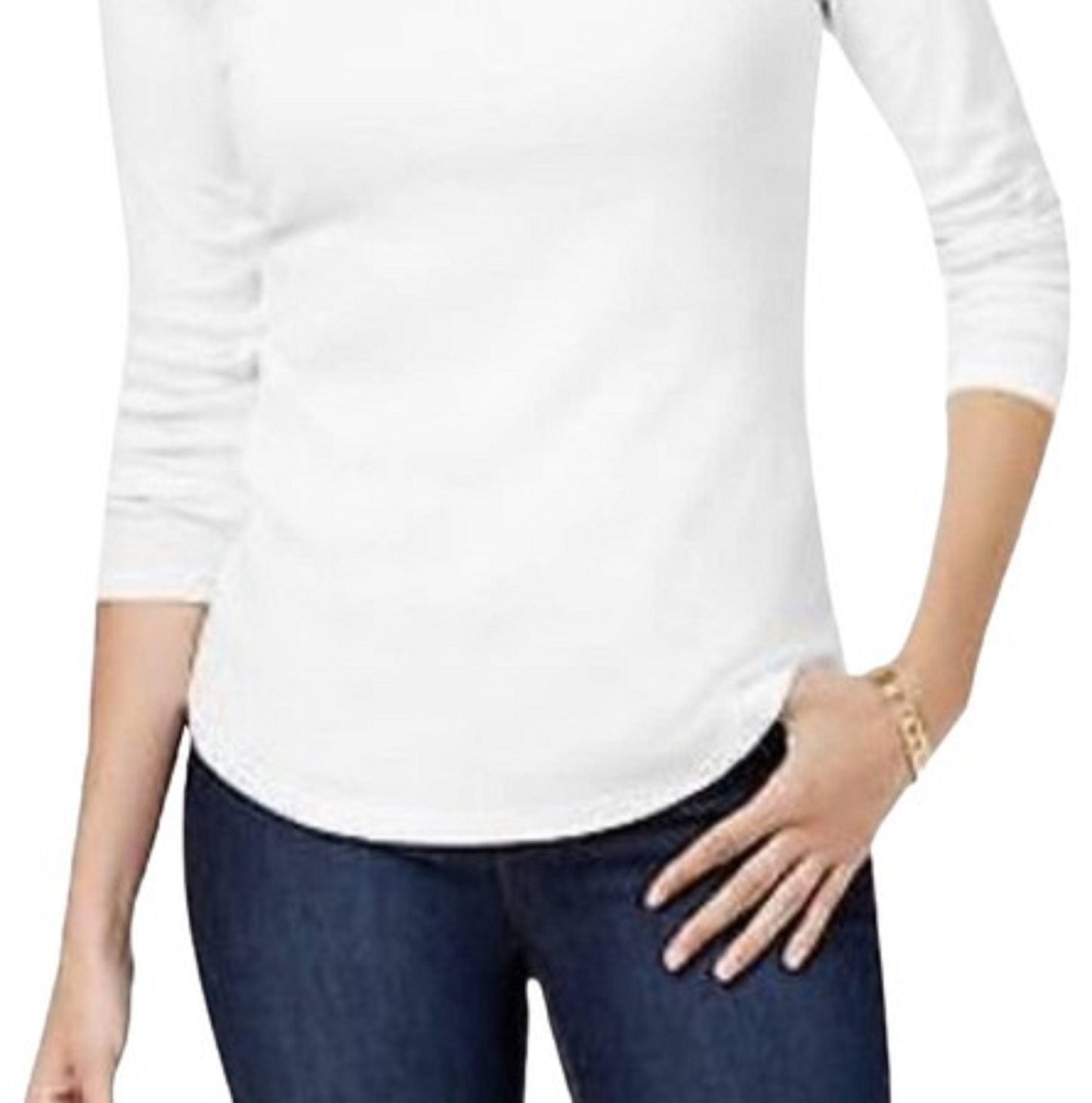 Charter Club Women's Cotton Mock-Neck Top White Size Medium