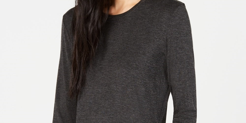 Weekend Max Mara Women's Long-Sleeve Crewneck Top Dark Gray Size Large