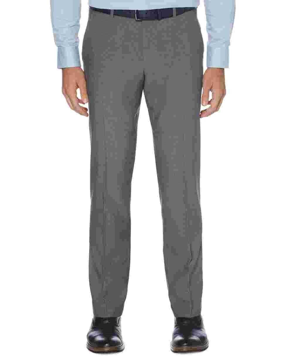 Perry Ellis Men's Gray Stretch Check Work Pants Gray Size 36X29