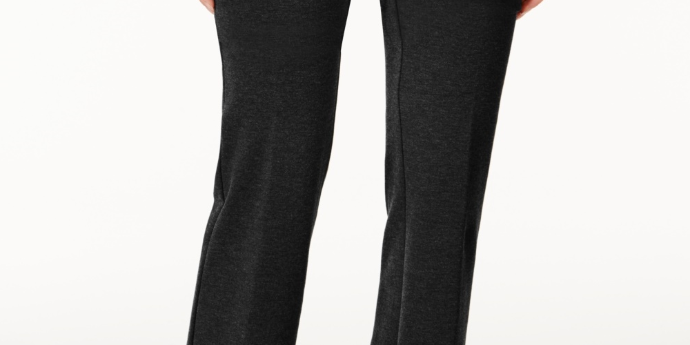 Alfani Women's Faux Leather Trim Wide Leg Trousers Black Size 8 Petite