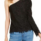 Leyden Women's Asymmetric Lace Top Black Size Medium