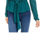 LEYDEN Women's Puff Sleeve Tie-Front Top Dark Blue Size Medium