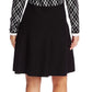 Cece Women’s Ruffled Collar Jacquard Fit & Flare Sweater Dress Black Size Large