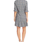 CeCe Women's Plaid V-Neck Flounce Dress Gray Size 10