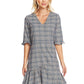 CeCe Women's Plaid V-Neck Flounce Dress Gray Size 10