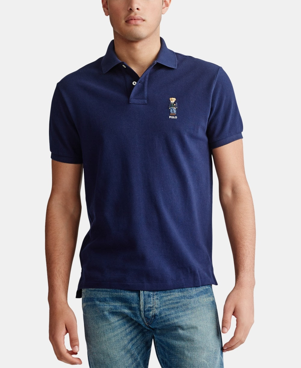 Ralph Lauren Men's Basic Slim Fit Mesh Bear Polo Shirt Navy Size X-Small