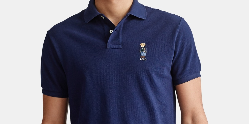 Ralph Lauren Men's Basic Slim Fit Mesh Bear Polo Shirt Navy Size X-Small