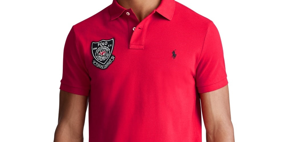 Ralph Lauren Men's Lunar New Year Mesh Polo Shirt Red Size X-Small