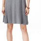 Style & Co Women's Short Sleeve A Line Dress Gray Size Small