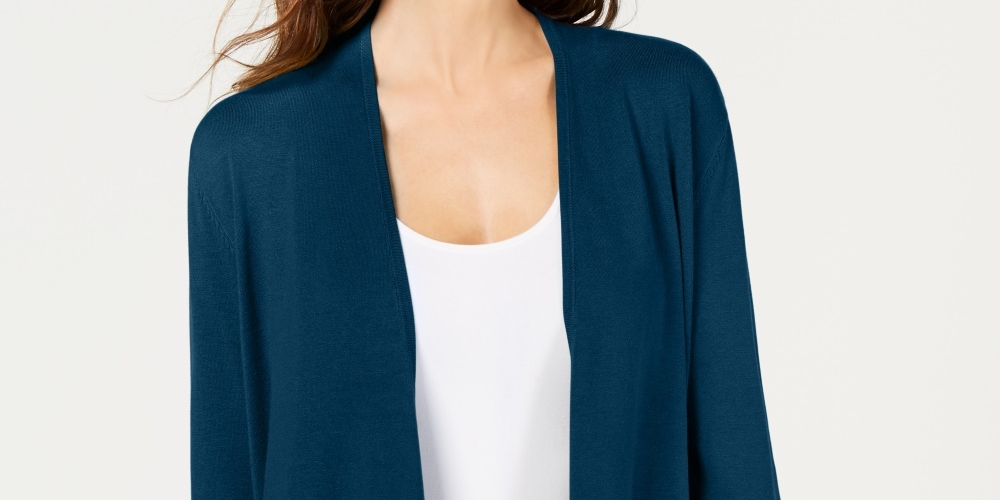 Alfani Women's Tie Sleeve Cardigan Teal Size XX-Large