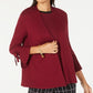 Alfani Women's Tie Sleeve Cardigan Red Size Petite Medium