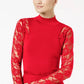 INC International Concepts Women's Petite Lace Peplum Top Red Size Medium