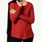 Alfani Women's Ribbed Snap Detail Sweater Red Size Medium