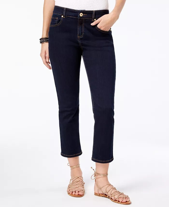 INC International Concepts Women's Cropped Straight-Leg Jeans  Blue Size 12
