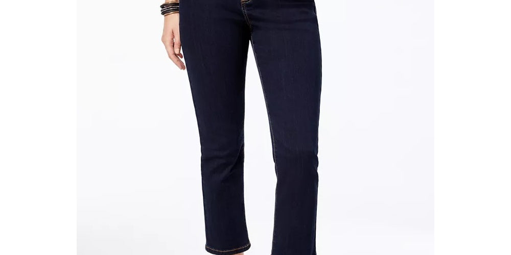 INC International Concepts Women's Cropped Straight-Leg Jeans  Blue Size 12