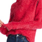 1.STATE Women's Eyelash Fringe Mockneck Sweater Pink