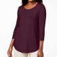 JM Collection Women's Scoop-Neck Top Wine Size Small