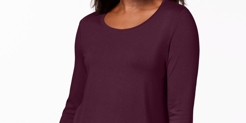 JM Collection Women's Scoop-Neck Top Wine Size Small