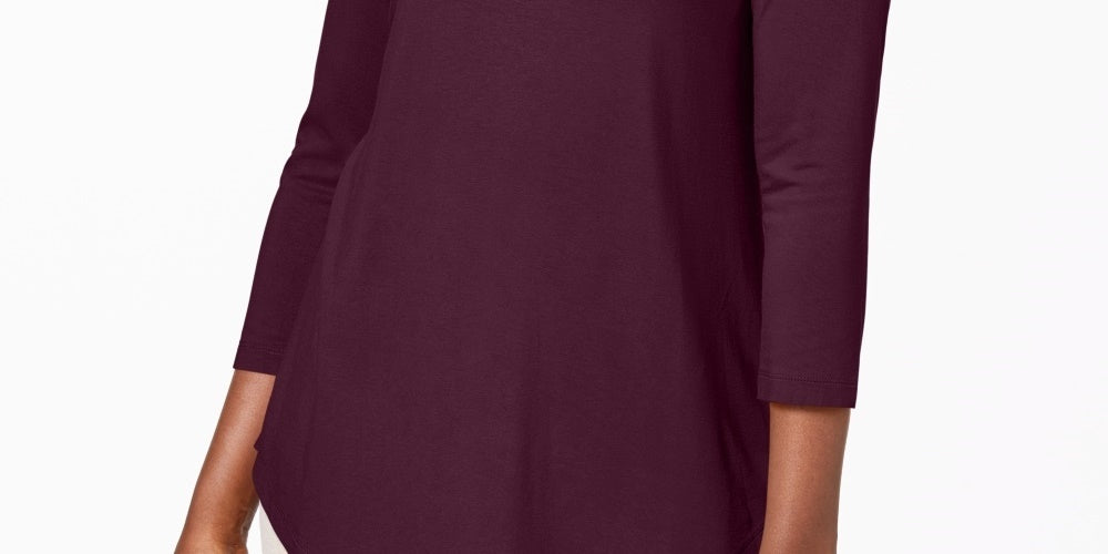 JM Collection Women's Scoop-Neck Top Wine Size Small