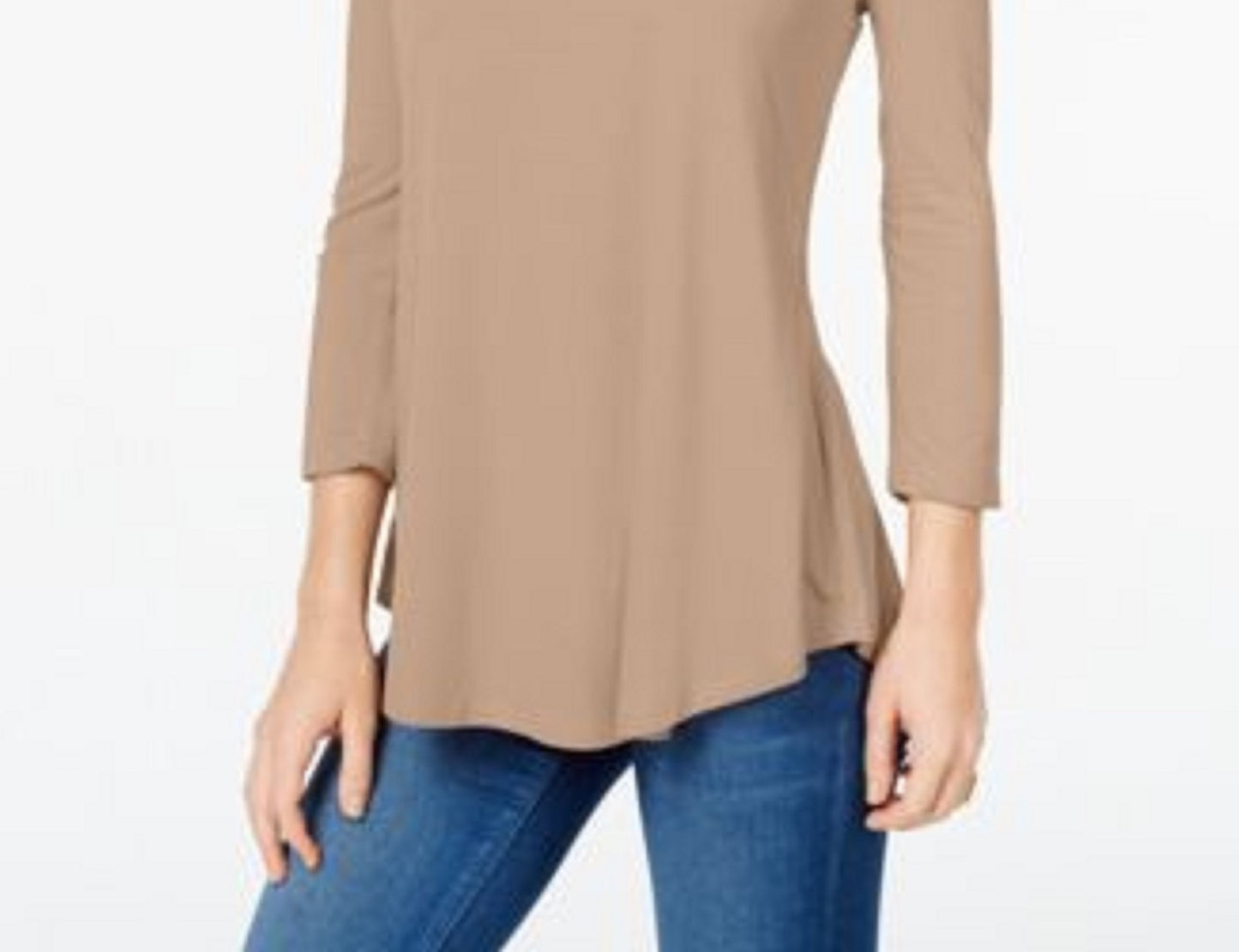 JM Women's Collection Scoop-Neck Top Dark Beige Size Extra Small