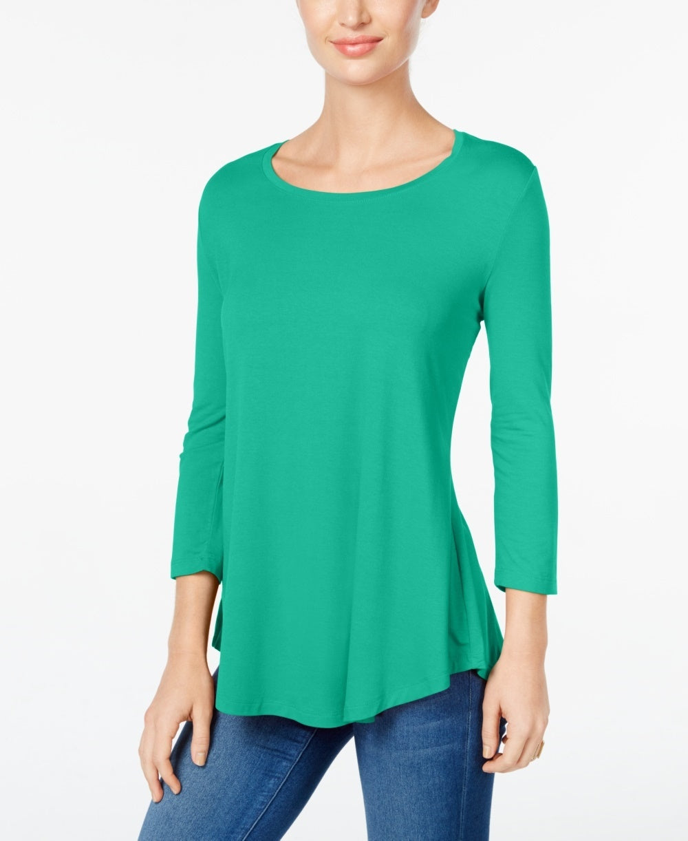 JM Collection Women's Scoop Neck Top Green Size Large