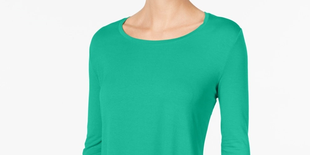 JM Collection Women's Scoop Neck Top Green Size Large