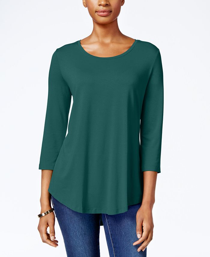 JM Women's Collection Scoop-Neck Top Med Green Size Small