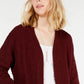Say What? Junior's Open Front Textured Cardigan Red Size Small