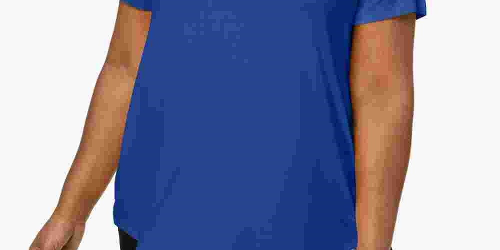 JM Collection Women's Short Sleeve Top Blue Size 2X