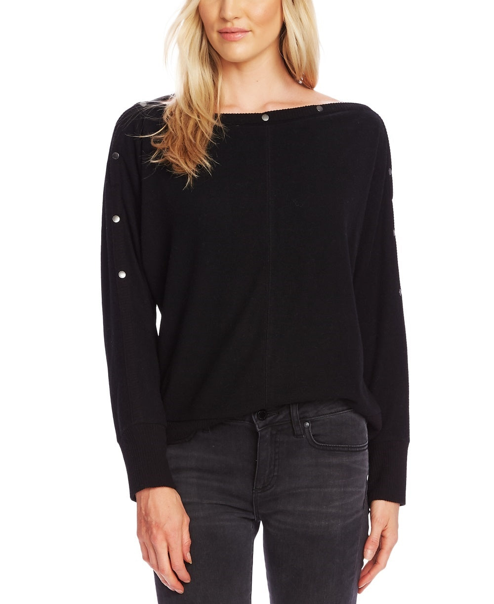 Vince Camuto Women's Boat-Neck Hardware Top Gray Size Medium