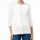 Karen Scott Women's Crew Neck Cardigan White Size Petite L