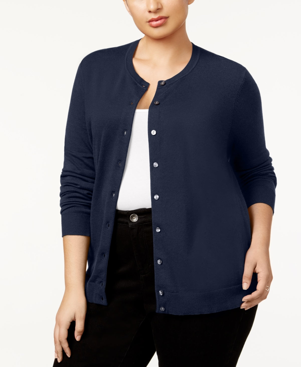 Karen Scott Women's Plus Size Cardigan Navy Size 2X