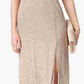R & M Richards Women's Metallic Knit Keyhole Halter Gown Gold Size 12