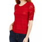 American Rag Juniors'' Tie-Back Lace Blouse Dark Red Size Large