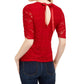 American Rag Juniors'' Tie-Back Lace Blouse Dark Red Size Large