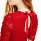 American Rag Juniors'' Tie-Back Lace Blouse Dark Red Size Large