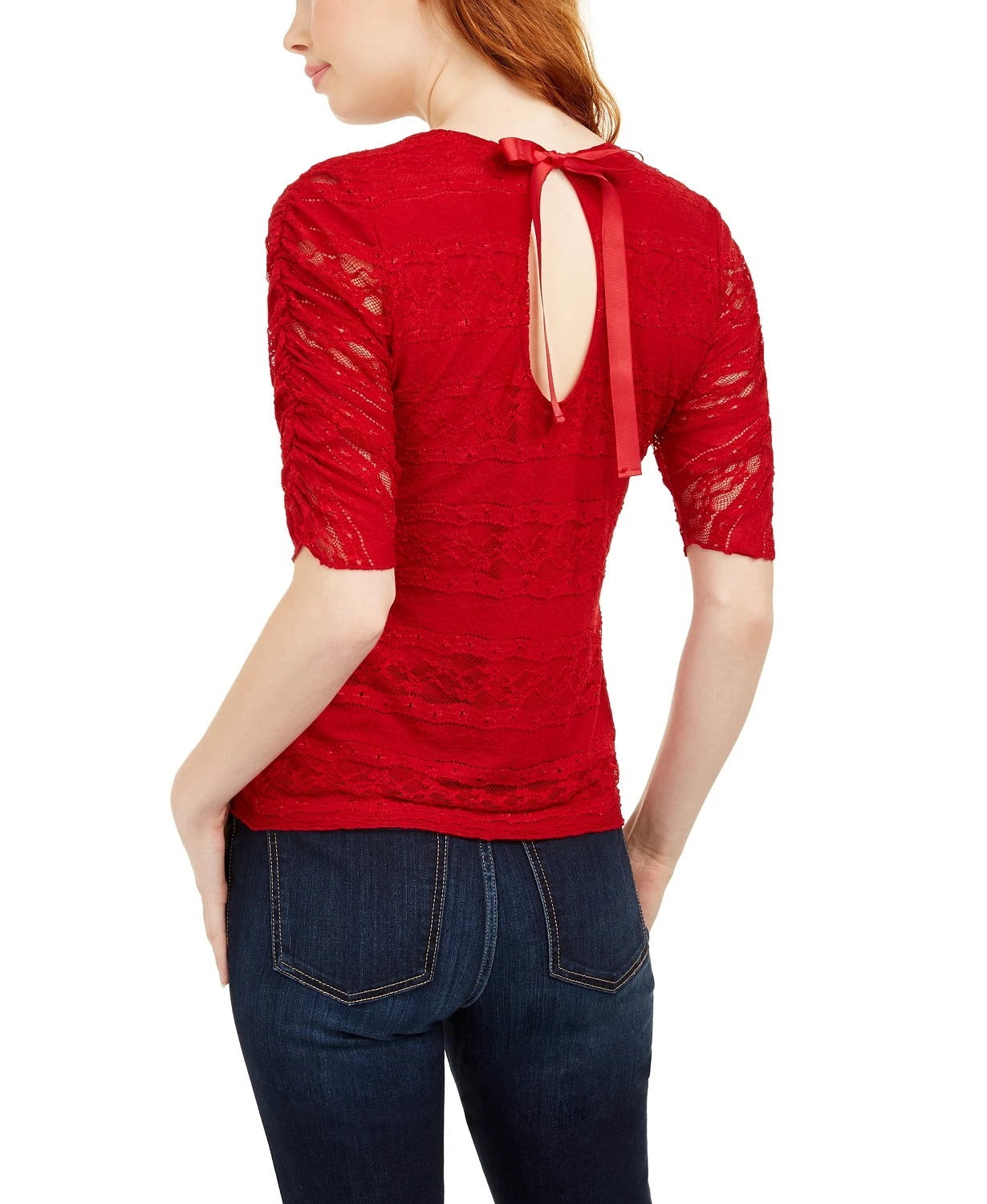 American Rag Junior's Tie Back Lace Blouse Red Size Small