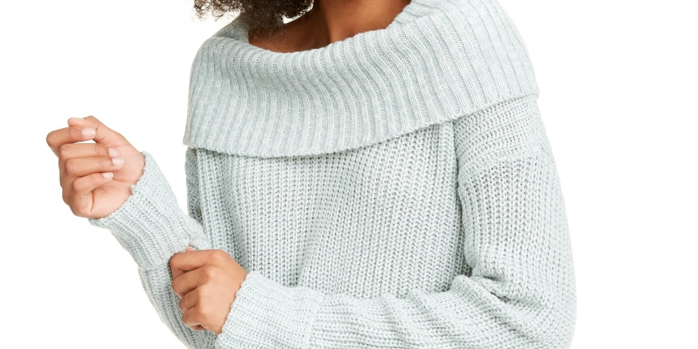 American Rag Junior's Cowlneck Sweater Blue Size Medium