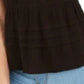 American Rag Junior's Lace Trimmed Flutter Sleeve Top Black Size Small