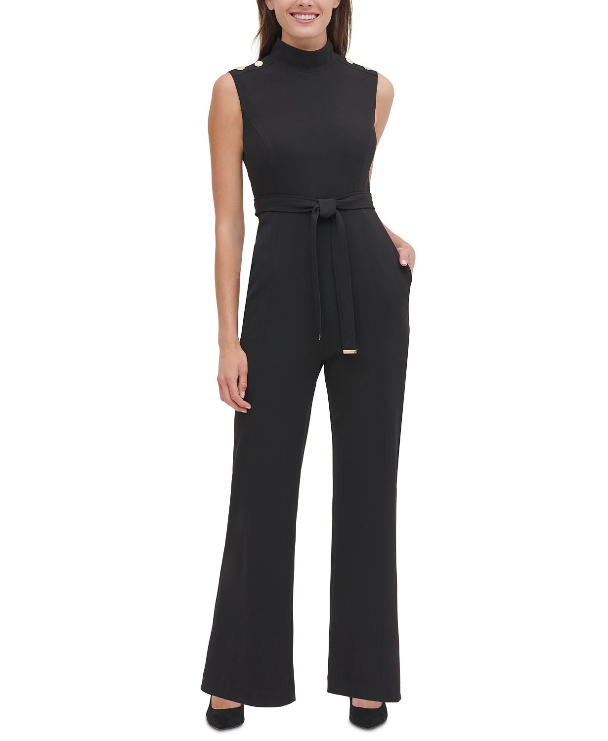 Tommy Hilfiger Women's Mock-Neck Jumpsuit Black Size 4