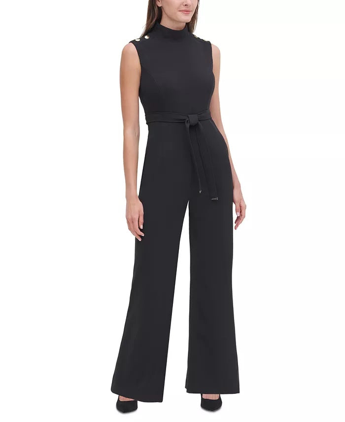 Tommy Hilfiger Women's Mock-Neck Jumpsuit Black Size 4