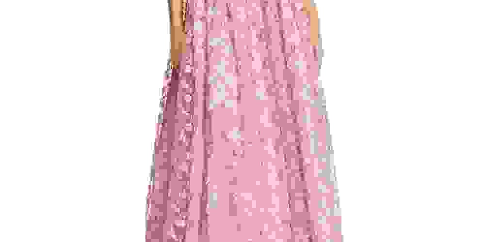 Avery G Women's Floral Embroidered Tulle Gown Med Purple Size 8