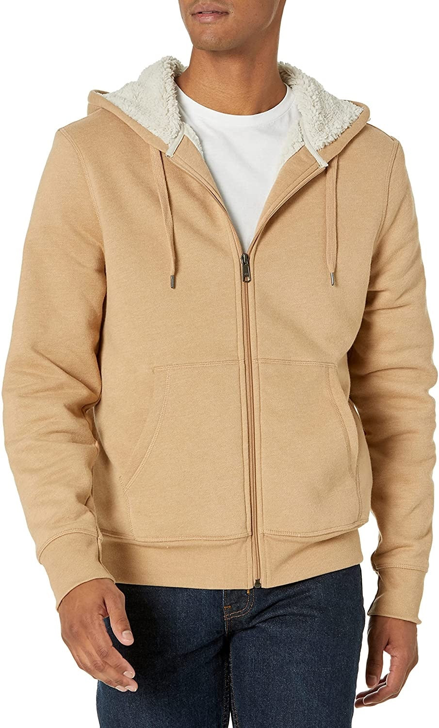 Buffalo David Bitton Men's Beige Faux Fur Lined Printed Zip Up Jacket Beige Size Medium