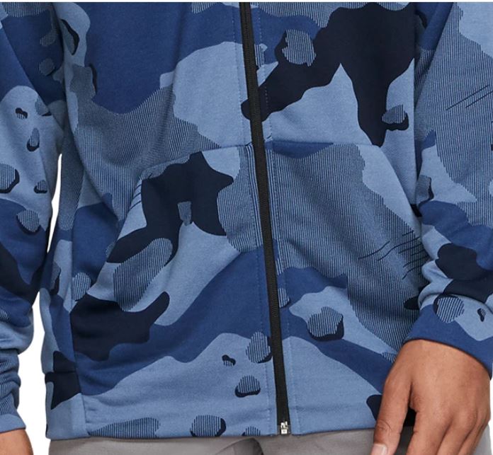 Nike Men's Dri Fit Camo Zip Hoodie Blue Size Small