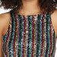 Sanctuary Women's Sequined Striped Spaghetti Strap Scoop Neck Top Black Size X-Large